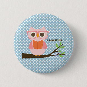 Badge Rond 5 Cm Lecture mignonne de hibou