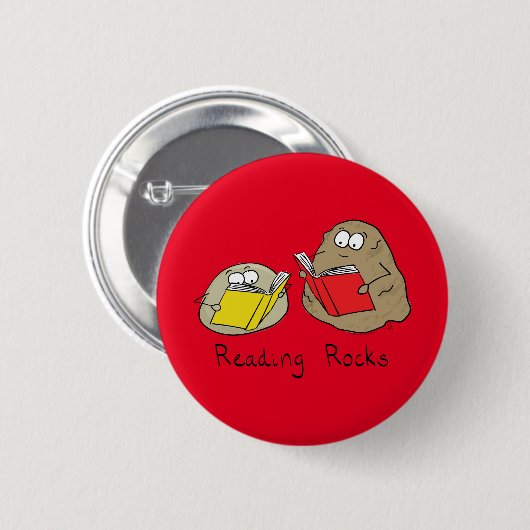 Badge Rond 5 Cm Lecture Rocks Joli dessin pour enfants (Devant & derrière)