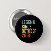 Badge Rond 5 Cm Legend Since October 2018 7th Birthday 7 Year Old (Devant & derrière)