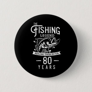 Badge Rond 5 Cm Légende de la pêche 80 ans Cadeau d'anniversaire p