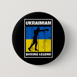 Badge Rond 5 Cm Légende ukrainienne de la boxe avec drapeau pour l