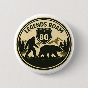 Badge Rond 5 Cm Légendes en liberté – Emblème inspiré de l'I-80