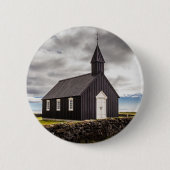 Badge Rond 5 Cm L'Église Noire De Budir, Islande (Devant)