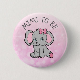 Badge Rond 5 Cm L'éléphant rose Mimi sera Baby shower