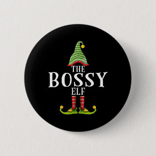 Badge Rond 5 Cm L'Elf Autoritaire Drôle de Pyjama de Noël Assorti 