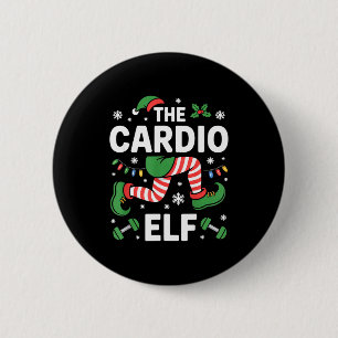 Badge Rond 5 Cm L'Elf Cardio Drôle de Fitness Noël Gym Entraînemen