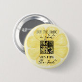 Badge Rond 5 Cm Lemon Enterrement de Vie de Jeune Fille | Code QR (Devant & derrière)