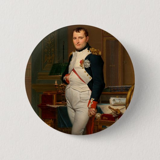 Badge Rond 5 Cm L'empereur Napoléon dans son étude aux Tuileries (Devant)