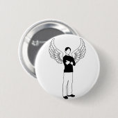 Badge Rond 5 Cm L'emprunteur à ailes (Devant & derrière)