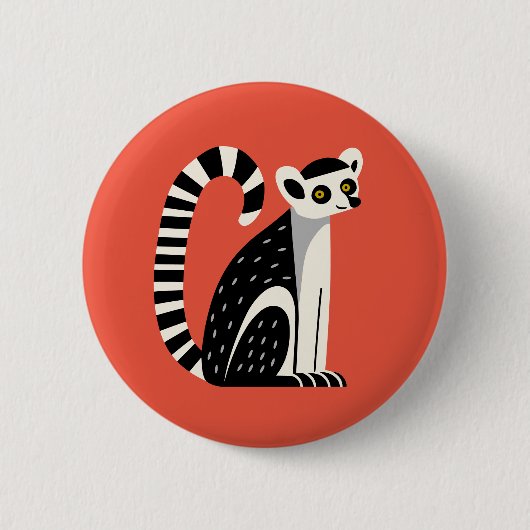 Badge Rond 5 Cm Lemur (Devant)