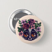 Badge Rond 5 Cm Lémur floral doux (Devant & derrière)
