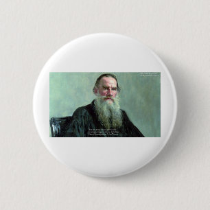 Badge Rond 5 Cm Leo Tolstoï "Know Nothing" Citation GIfts Cartes T