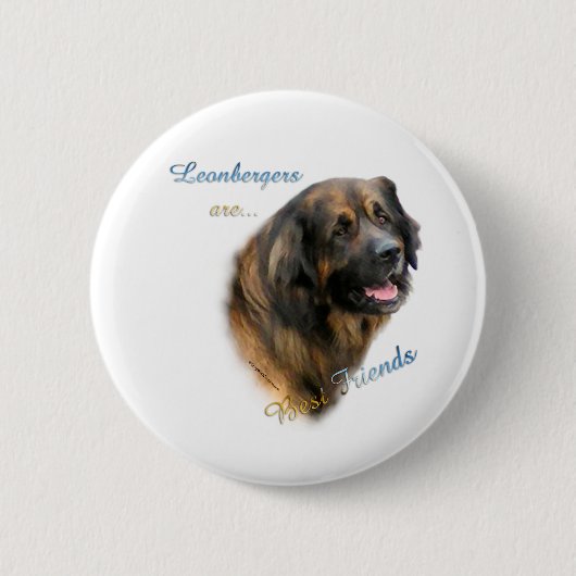 Badge Rond 5 Cm Leonberger Best Friend 2 - Bouton (Devant)
