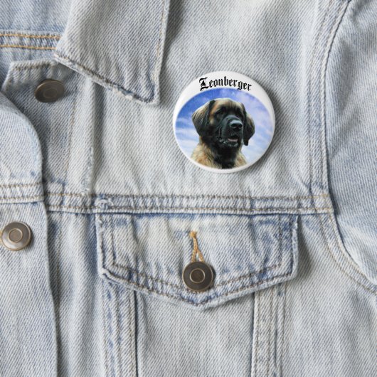 Badge Rond 5 Cm Leonberger Clouds (En situation)