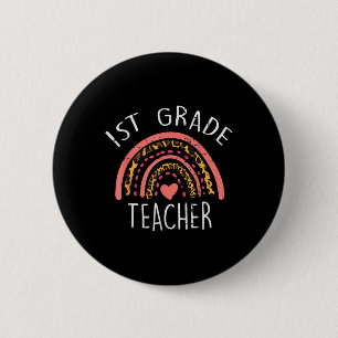 Badge Rond 5 Cm Leopard Arc-en-ciel 1er grade Enseignant Premier J