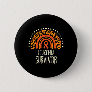 Badge Rond 5 Cm Leopard Arc-en-ciel Orange Ruban Survivant Leukemi
