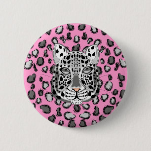 Badge Rond 5 Cm Léopard de neige