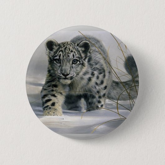 Badge Rond 5 Cm Léopard de neige (Devant)