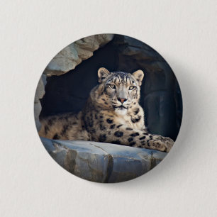 Badge Rond 5 Cm Léopard des neiges