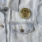 Badge Rond 5 Cm Léopard féroce (En situation)