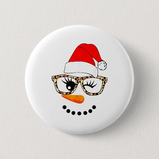Badge Rond 5 Cm Leopard Gles Santa Claus Snowman Face Christmas Co (Devant)