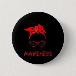 Badge Rond 5 Cm Leopard Messy Hair Bun Stroke Awareness Survivor W