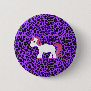 Badge Rond 5 Cm Léopard mignon de pourpre de licorne
