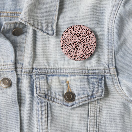 Badge Rond 5 Cm Léopard Print, Léopard Spots, Rose Léopard (En situation)