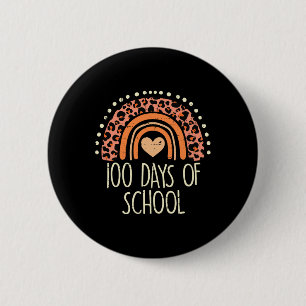 Badge Rond 5 Cm Leopard Rainbow 100 Days School Cute 100th Day Tea