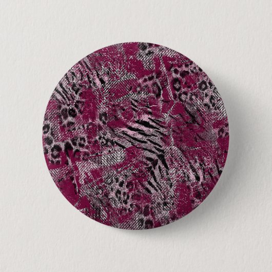 Badge Rond 5 Cm Léopard tigre gris marron moucheté (Devant)