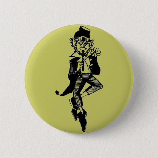 Badge Rond 5 Cm Leprechaun avec Flûte (Devant)