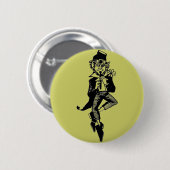 Badge Rond 5 Cm Leprechaun avec Flûte (Devant & derrière)
