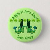 Badge Rond 5 Cm Leprechaun Chaussures Saint Patrick's Day (Devant)