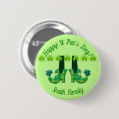 Badge Rond 5 Cm Leprechaun Chaussures Saint Patrick's Day (Devant & derrière)