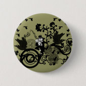 Badge Rond 5 Cm Leprechaun en noir (Devant)