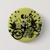Badge Rond 5 Cm Leprechaun en noir (Devant)