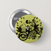 Badge Rond 5 Cm Leprechaun en noir (Devant & derrière)