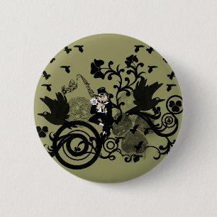 Badge Rond 5 Cm Leprechaun en noir