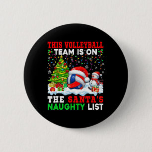 Badge Rond 5 Cm L'Équipe De Volley-Ball Est Sur Père Noël Xmas Nau