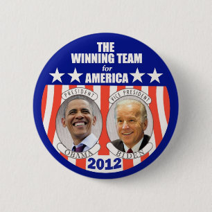 Badge Rond 5 Cm L'équipe gagnante pour l'Amérique : Obama et Bid