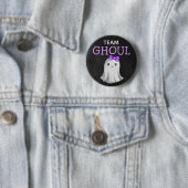 Badge Rond 5 Cm L'équipe Ghoul Halloween révèle le genre (En situation)