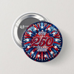 Badge Rond 5 Cm Les 250 ans d'Amérique 1776-2026 Feux d'artifice R