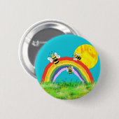 Badge Rond 5 Cm Les abeilles apprécient le printemps plante heureu (Devant & derrière)