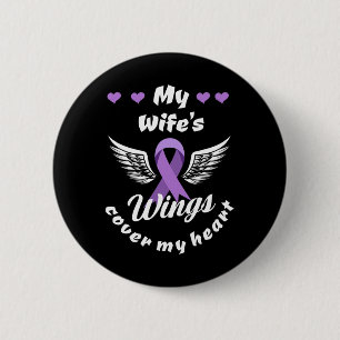 Badge Rond 5 Cm Les ailes de ma femme couvrent ma conscience de l'