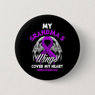 Badge Rond 5 Cm Les ailes de ma grand-mère couvrent ma surdose de