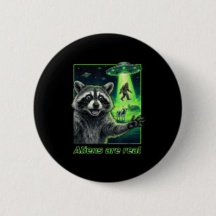 Badge Rond 5 Cm Les aliens sont réels raton laveur selfie ovni big