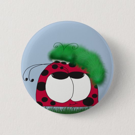 Badge Rond 5 Cm Les amis rares Ladybug et Caterpillar (Devant)