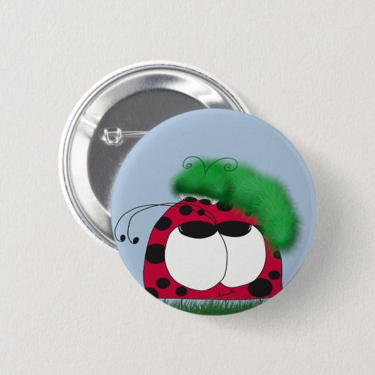 Badge Rond 5 Cm Les amis rares Ladybug et Caterpillar (Devant & derrière)