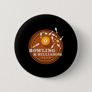 Badge Rond 5 Cm les années 70 Bowling Et Billard