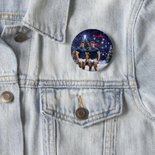 Badge Rond 5 Cm Les arbres de Noël lumineux de SlipperyJoe deux mu